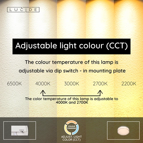 Lucide PLANO - Flush ceiling light Bathroom - Ø 23 cm - LED Dim. - CCT - 1x11W 2700K/4000K - IP44 - Opal - USP